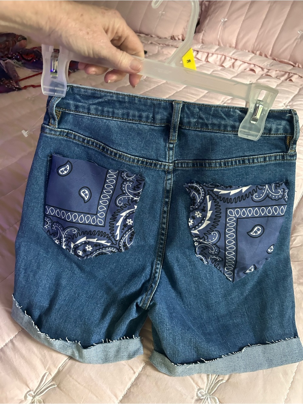 PacSun Blue Denim Relaxed Cutoff Jeans Shorts with Graphic Accents - Picture 3 of 7